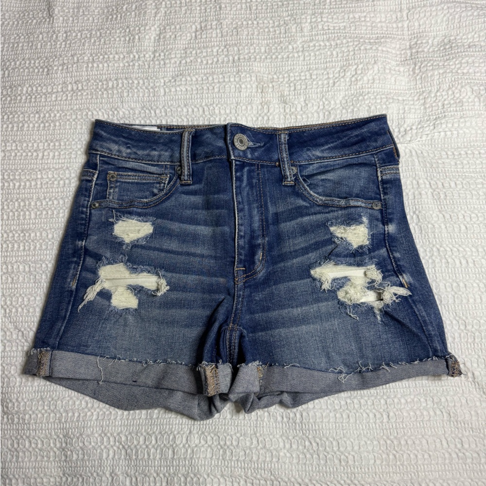American Eagle Blue Distressed Jean Shorts